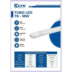 หลอดไฟ LED T8 ขนาด 18 วัตต์ สำหรับใช้ในสำนักงาน ความยาว 4 ฟุต แสงขาว 6000K ป้องกันน้ำ IP33 - Product Image 6