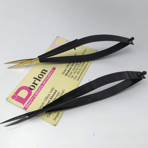 Ciseaux de manucure en acier inoxydable avec revêtement couleur plasma noir avec logo personnalisé, extra tranchants pour la teinture des cils et des sourcils - Product Image 2