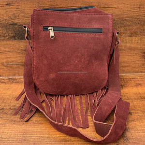 กระเป๋าหนังนิ่มแท้สำหรับผู้หญิง, กระเป๋าแบบโบฮีเมียนคาดลำตัวหนังนิ่มแท้สำหรับงานแฮนด์เมดแนววินเทจปรับสายได้แบบมินิมอล - Product Image 4