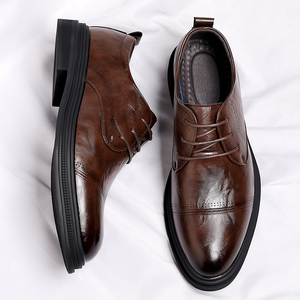 Chaussures habillées Oxford classiques pour hommes, en cuir, à lacets, pour le bureau et les mariages, noires et marron - Product Image 4