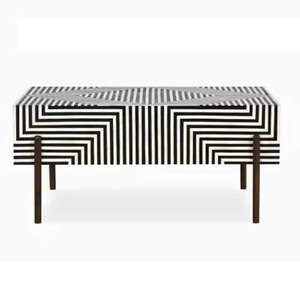 Trending Luxury Bone & Mother of Pearl Inlay Mesa de centro Tamaño personalizable Elegante diseño de fregona para exportación - Product Image 4