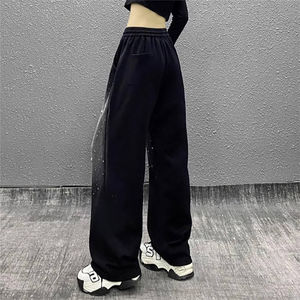 Pantalon de survêtement à jambes larges avec sangles personnalisées pour hommes pantalon de survêtement en nylon surdimensionné pantalon de survêtement évasé avec logo personnalisé - Product Image 5