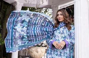 Últimos trajes Kameez de lino modestos de Invierno para mujer, cuello alto, transpirable, estampado diario, estilo, bordado fino, estampado diario recto - Product Image 5