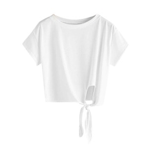 T-shirts Croptop Sexy en coton pour femmes, T-shirts vierges respirants pour femmes, hauts courts, t-shirts - Product Image 2