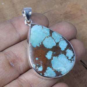 Colgante de Pera Turquesa Azul, Plata de Ley 925, Joyería de Piedras Preciosas Hecha a Mano, Regalo de Piedra Natal de Diciembre para Mujer - Product Image 4