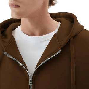 Sweat-shirt à capuche personnalisé avec broderie imprimée, coupe ample, fermeture éclair intégrale, en molleton de coton, veste zippée pour homme, sweat-shirt lourd, sweat-shirt uni pour homme - Product Image 4