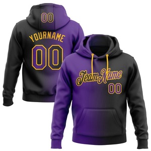 Venta al por mayor y Dropship personalizado cosido negro púrpura-oro gradiente moda deportes pulóver Sudadera con capucha - Product Image 1