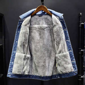 แจ็กเก็ตยีนส์สำหรับผู้ชายพิมพ์ลายทันสมัยคอลเล็คชั่นใหม่สำหรับฤดูหนาวดีไซน์สีจางลงด้วยผ้าฝ้าย100% - Product Image 5