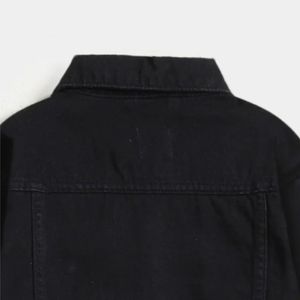 Chaqueta vaquera negra de diseño personalizado para chaqueta vaquera clásica de manga larga a la moda para hombre con logotipo personalizado - Product Image 6