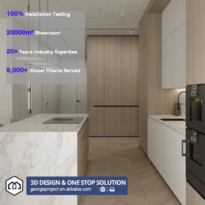 Thương mại dự án sang trọng tủ bếp hiện đại Modular thiết kế đảo gỗ đồ nội thất MDF Glass PVC bao gồm bồn rửa được thực hiện Trung Quốc - Product Image 2