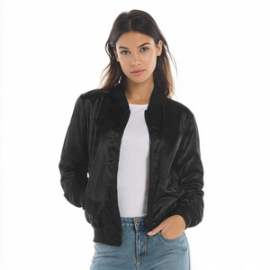 Chaquetas Bomber Reversibles MA1 para Mujer, Cuello Redondo, Satén, Estilo Universitario, Chaqueta Bomber Urbana con Cremallera para Mujer - Product Image 2