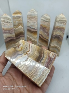 Tour de cristal d'agate Crazy Lace jaune naturelle, pointe de pierre précieuse polie, cristal de guérison, méditation, décoration intérieure, Feng Shui, cadeau Rais - Product Image 4