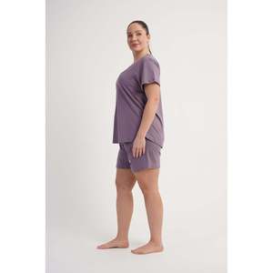 KADIN P.SUPREM XXL O YAKA KISA KOL ETEGI OVAL SORT TAKIM - สีม่วง - สีม่วง - Product Image 3