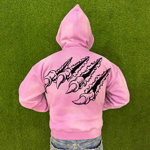 Sweats à capuche surdimensionnés en éponge française personnalisés en gros pour hommes sweats à fermeture éclair lavés à l'acide en coton brodé mélangé - Product Image 2