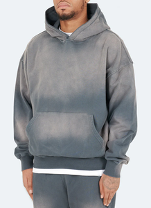 Nouveau à la mode grande taille hommes Sunfade lavage sweats à capuche 100% coton fait Style décontracté surdimensionné pull nouveau Style à capuche à la mode pour hommes - Product Image 3