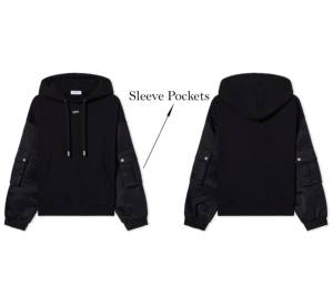 OMMiZ Hybrid Stamp Sudadera con capucha de nailon Logotipo bordado Estilo de cremallera 2 bolsillos de moda Mangas Patrón sólido New Look Good Hoodies - Product Image 4