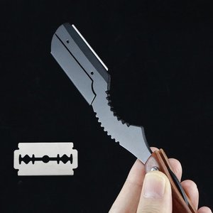 Élégant manche en bois barbier hommes rasage rasoir outils de soins de beauté coupe de cheveux rasoir gorge droit rasage rasoir en acier inoxydable - Product Image 4