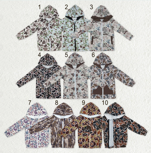 Sweat à capuche polo à manches longues pour bébés garçons et filles, motif camouflage de chasse du Sud, avec poches zippées - Product Image 1