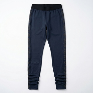 Pantalones Deportivos de Lona Azul Marino para Hombre, Personalizados, de Peso Medio, con Raya Lateral Dorada Bordada, Corte Ajustado, Estilo Jogger, Fabricante de Ropa Urbana - Product Image 5