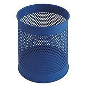 Cubo de basura de metal redondo cortado con láser negro para habitaciones de hotel Cubo de almacenamiento de hierro con tapa abierta con diseño numérico Cubo de basura o basura - Product Image 3