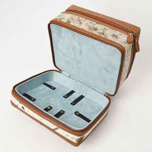 Natural Cowhide Genuine Leather Women's Vanity Case <b>Security</b> Travel <b>Box</b>-Bohemian Style Eco-Friendly Autumn Tassel Zipper Flowers - Product Image 3