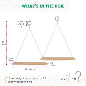 Estantes colgantes-Juego de 2-Colgante de pared de macramé para dormitorio-Estantes flotantes para pared-Estante de planta interior - Product Image 2
