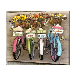 Vintage 3D Bicycle Wall Art Home <b>Decor</b> Rustic Wooden <b>Panel</b> Metal Flowers Motivational Quotes Handmade Outdoor <b>Garden</b> Sign - Product Image 6