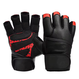 Guantes de gimnasio de medio dedo con logotipo de color personalizado unisex, protección de media palma para entrenamiento de cuero pesado para levantamiento de pesas, deportes de fitness - Product Image 3