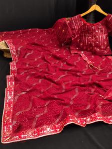 Nueva tendencia, traje de secuencia de Sari indio con blusa Mono pesada, ideal para adultos, mujeres, precios a granel disponibles, proveedor de confianza - Product Image 3