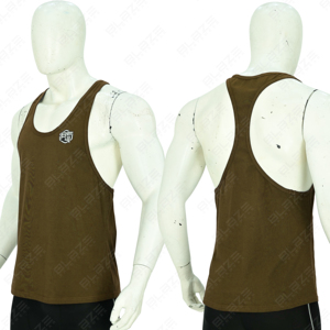 100% Cotton Top Style Gym Stringer Tank Top for Men OEM Logo Plain Sport Body Building Fitness Running Vintage Ringer Blank - Product Image 1
