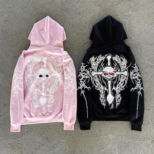 Zip <b>Hoodie</b> Manufacturers Pink Washed <b>Fleece</b> Custom Vintage Acid Wash Zip-Up <b>Hoodie</b> for Men Winter Embroidered 100% Cotton <b>Lined</b> - Product Image 2