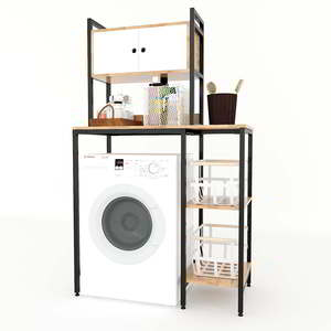 KMG68004 Front-<b>Loading</b> <b>Washing</b> <b>Machine</b> Stand with Drawers Rubber Wood and Iron Frame - Product Image 1