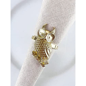 Design attrayant hibou serviette anneaux organisateur de tissus qualité créative noir métal serviette anneau en gros maison Table accessoires - Product Image 3