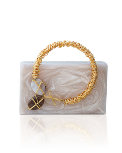 Exclusive Womens Evening Purse Elegant Acrylic Resin Clutch Fashionable Embroidery <b>Pearl</b> Chain Tassel Diamond Beading Decoration - Product Image 5