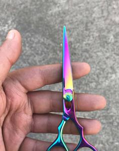 Tijeras de corte de pelo de acero inoxidable súper afiladas, tijeras de peluquero de hoja recta de alta calidad con mango de cerámica, tipo de belleza - Product Image 4