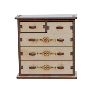 Aparador de madera cortado con láser en miniatura para niñas, muebles para casa de muñecas con cajones de trabajo y puertas, juego de accesorios - Product Image 3