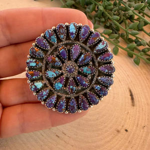 Southwest Handmade Multi-Stone Oval Cut Bezel Setting Bague en argent sterling réglable pour mariage et fête - Product Image 1