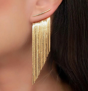 Pendientes Borla Flecos-Dorado-Largo - Product Image 2