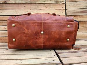 Bolsa de lona grande hecha a mano para gimnasio y vacaciones personalizable estilo Vintage de moda cuero genuino con logotipo personalizado para viajes - Product Image 4