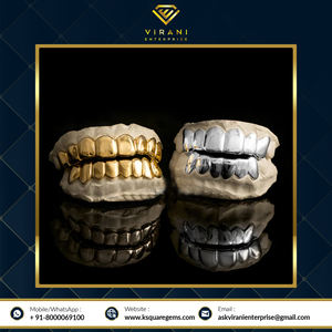 Lujosos dientes Grillz para hombres y mujeres Moissanite redondo y tachonado de diamantes para compradores a granel - Product Image 2