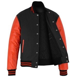 2025 OEM sur mesure hommes Stand High Street noir polaire coupe-vent écologique Logo personnalisé Letterman Varsity veste en gros - Product Image 3