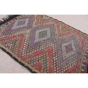 2.9x3.7 ft Turkish Rug Vintage Small Rug <b>Red</b> Patchwork <b>Wool</b> Eco Friendly Latex Backing Rug - Product Image 4