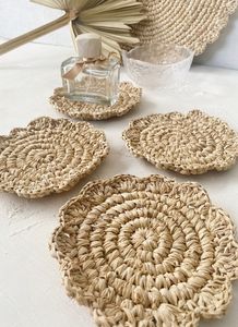 American Style Round Shape Handmade Rattan Coaster in <b>Table</b> Coaster for <b>Dinner</b> Home Decor Accessories - Product Image 5
