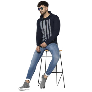 Excellente qualité hommes sweats à capuche couleur noire manches longues vêtements de rue hommes sweats à capuche pour adultes avec sérigraphie Logo Design - Product Image 5