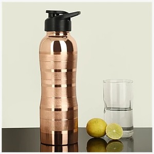 Bouteille d'eau en cuivre ayurvédique |   Bouteille à boire en cuivre à rabat, design étanche, cuivre pur |   Bouteille d'eau pour la maison, l'école et le bureau - Product Image 2