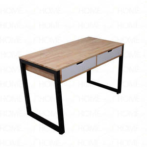 SFBHK005-Minimalist Design 2-Drawer Wood and Rubber <b>Workstation</b> with Iron Legs 1200x600x750mm - Product Image 2
