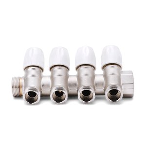 Colector Sanitario Inclinado de Latón Niquelado HM 3/4 X 1/2 de 2, 3 o 4 Vías con Válvulas de Cierre, Garantía de 3 Años para Agua - Product Image 3