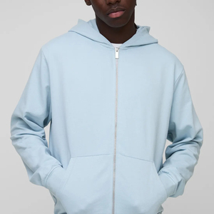 Sudadera con capucha y cremallera de peso medio para hombre, pantalones de chándal de gran tamaño sólido personalizado, serigrafía de otoño, calle principal - Product Image 4