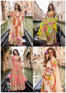 Collection de robe de créateur de travail brodée en soie Chinon Catalogue complet disponible au tarif de gros, collection Festive Look. - Product Image 6