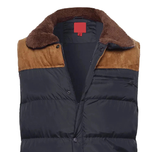Meilleure qualité 100% polyester sans manches doudoune hommes vestes hiver extérieur fermeture éclair avec col tournant épais toile matériel - Product Image 4